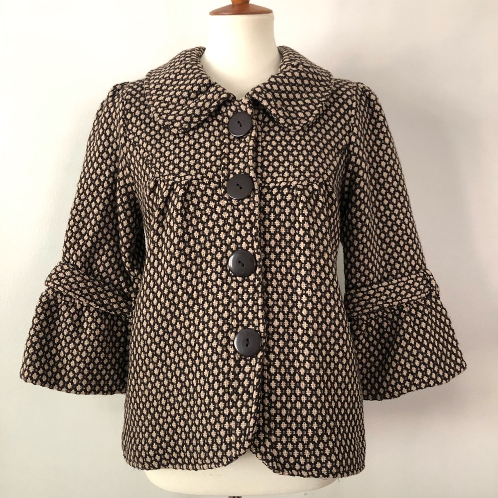 Anthro Luii Peplum Wool Blend Coat
